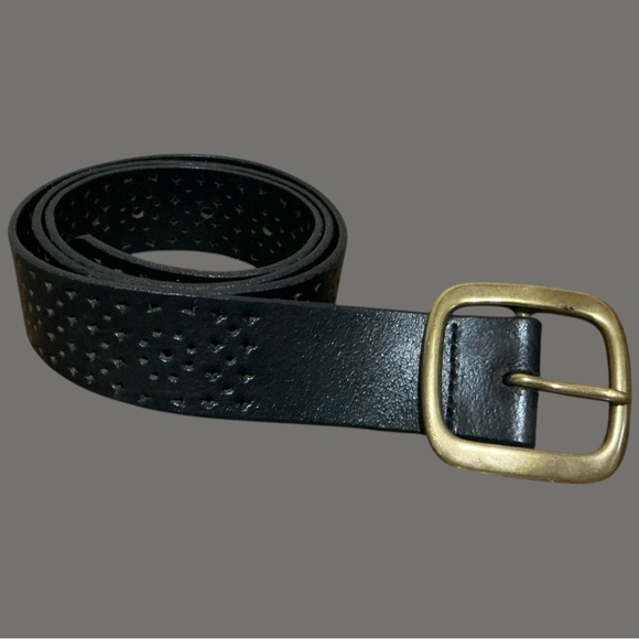 J. Crew Black Leather Belt with Brass Buckle - Picture 1 of 4